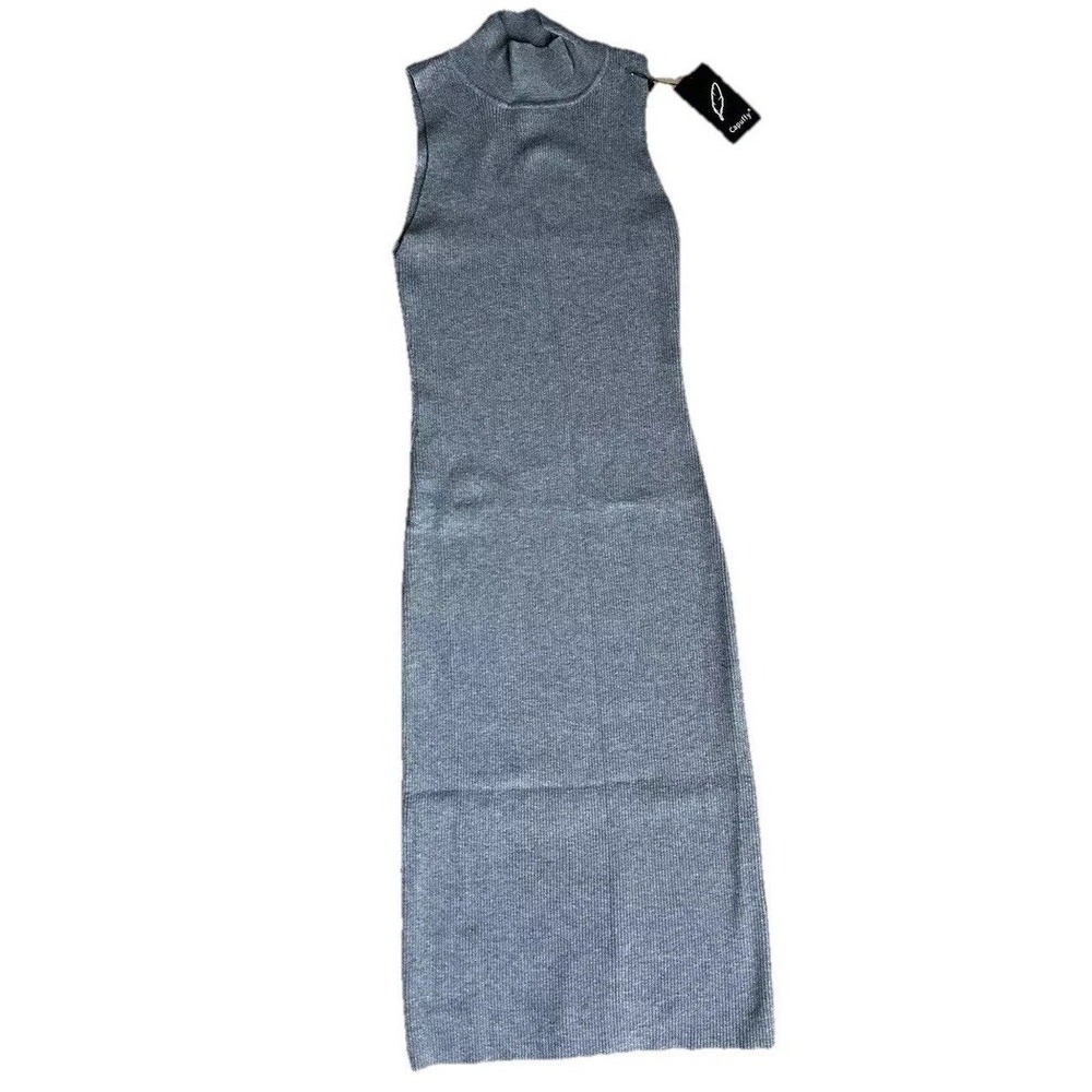 New Sweater Dress Ribbed Bodycon Midi Heather Gray Fits 0-4 Stretchy Knit